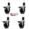 Service Caster 4'' Phenolic Swivel 1-3/4'' Expanding Stem Caster Set with Brake, 4PK SCC-EX20S414-PHR-PLB-134-4 - alternate 4